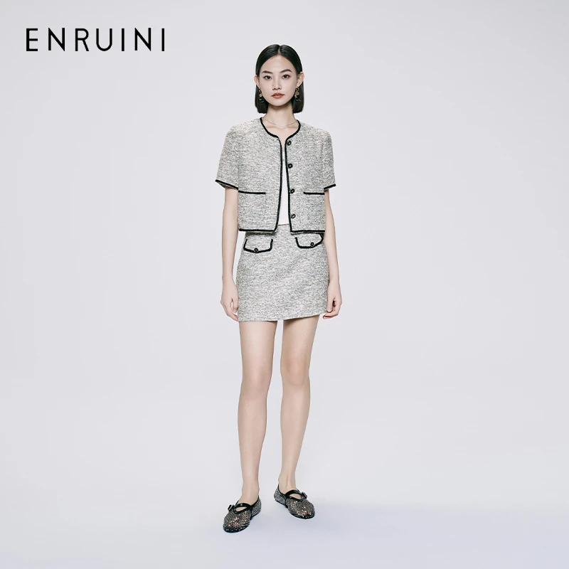 恩瑞妮2025款夏编织薄款短款外套时尚女装夏季三分袖ESXW3B506