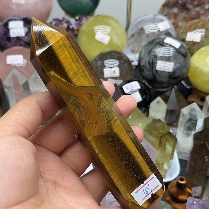 未镶嵌珠宝半成品水晶296克黄虎晶柱