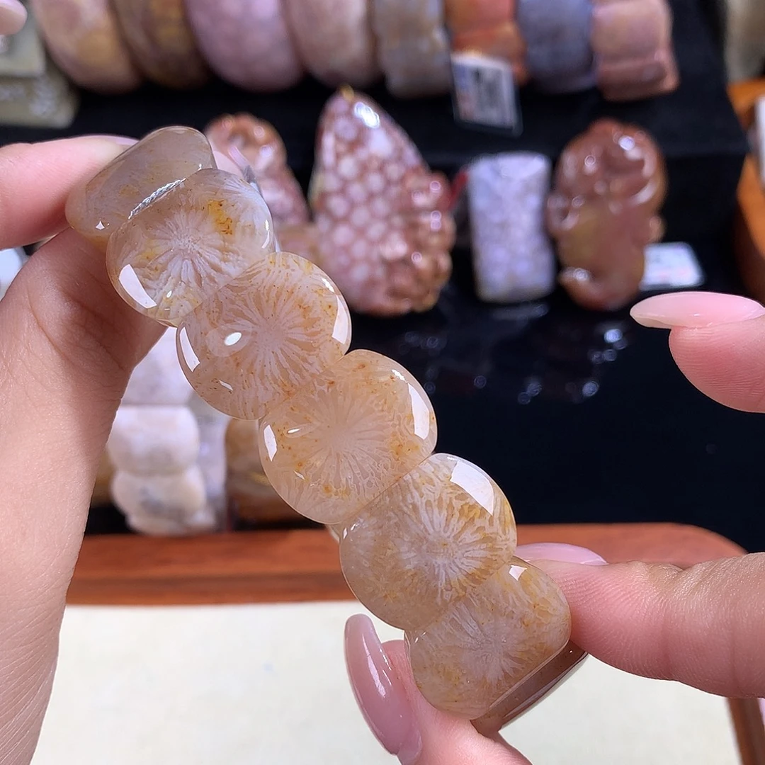 吊坠(赠链)未镶嵌硅化珊瑚（珊瑚玉）14号向日葵