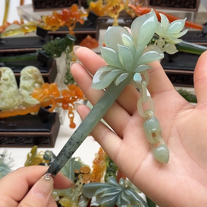 蛇纹石玉岫玉发簪未镶嵌延