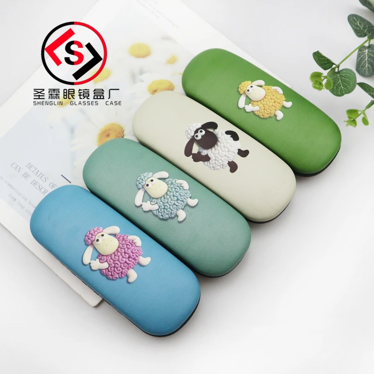 二百印logo小羊卡通大梭子铁盒抗压男便携学生近视普通眼镜盒厂家