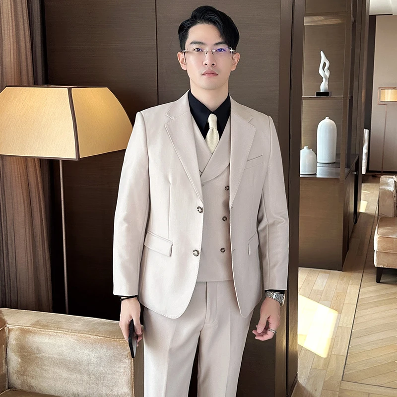 新款婚礼男士西服英伦伴郎服商务修身帅气韩版结婚西服套装