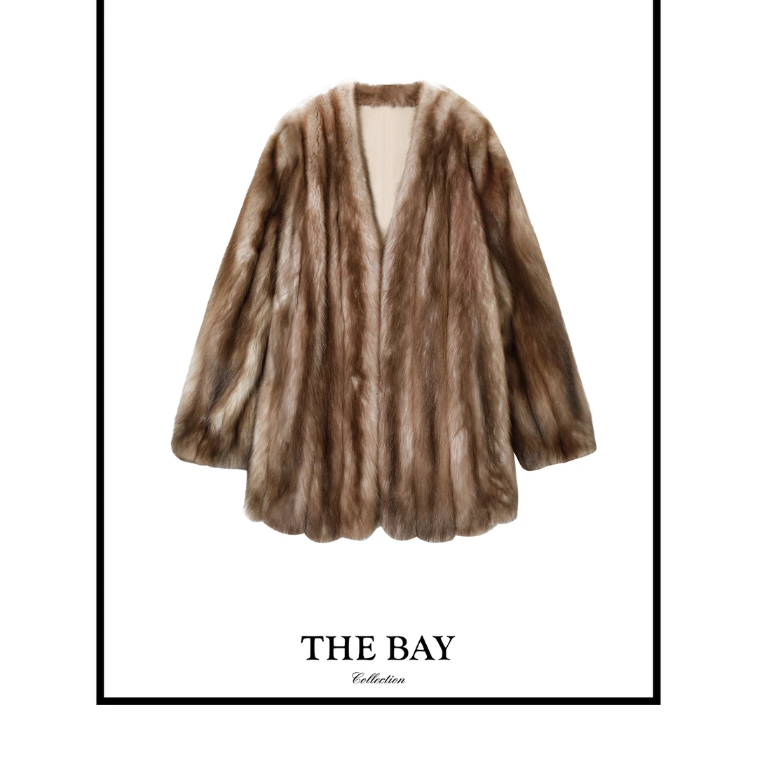 TheBay【少数人拥有】岩貂皮草外套Bay2SDZR0201