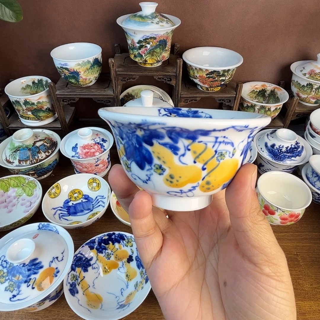 忠意堂釉下彩五福临门