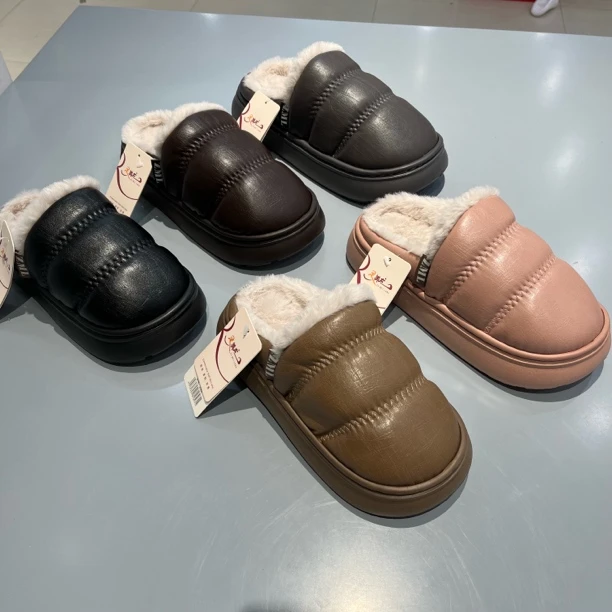 2568男女同款纯色防水棉拖鞋