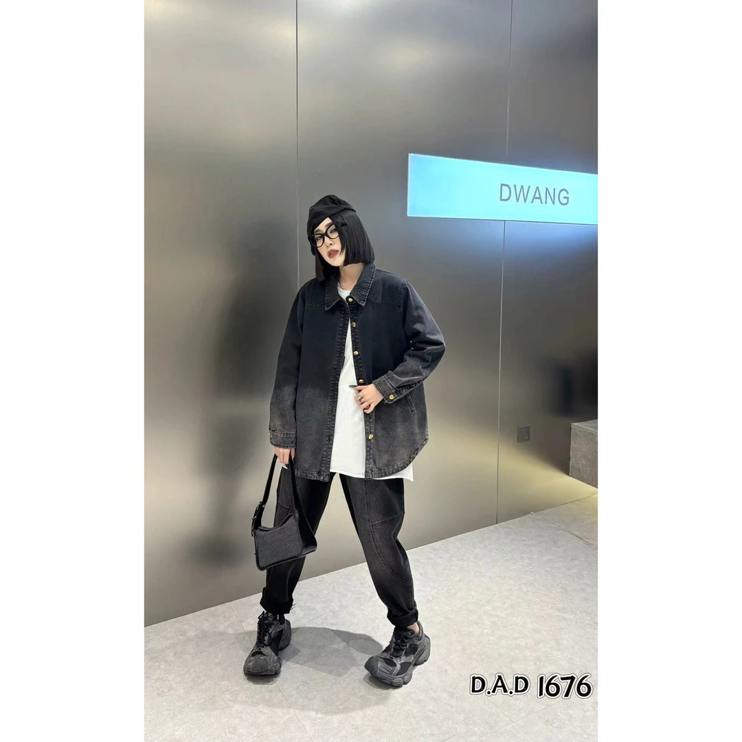 潮秀儿家大码春季新款显瘦休闲牛仔外套1676