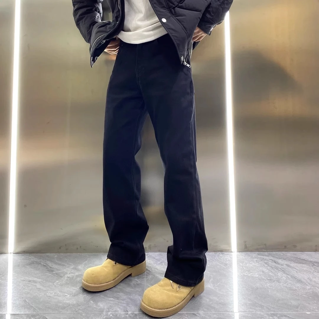 秋季新款美式复古水洗牛仔裤男轻奢纯色直筒裤宽松休闲裤百搭长裤