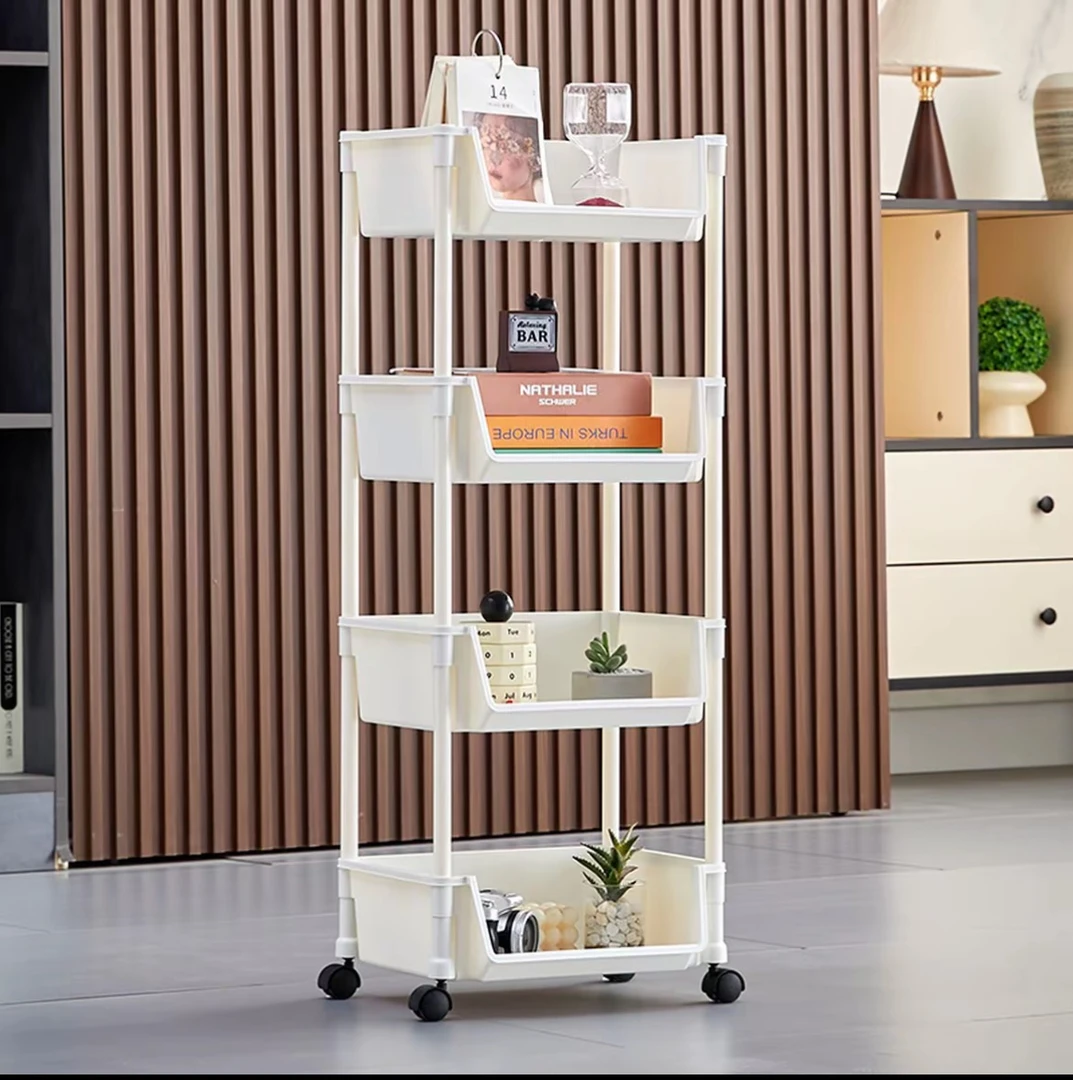 【四层】可移动置物架层收纳架家用儿童玩具小推车简易书架带轮-1