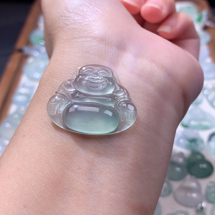 颈饰未镶嵌翡翠高冰晴底佛公