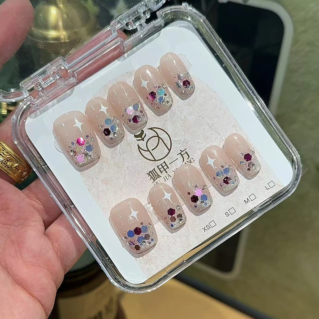 狐甲一方【星冰乐】亮片自然灵动俏皮手工穿戴甲