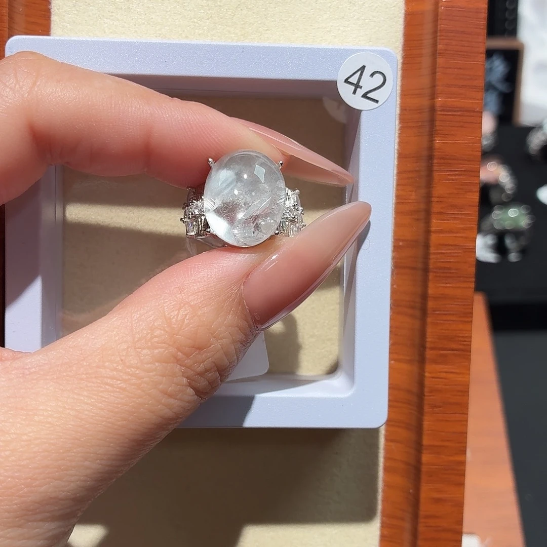 ****子戒指水晶银S925镶嵌