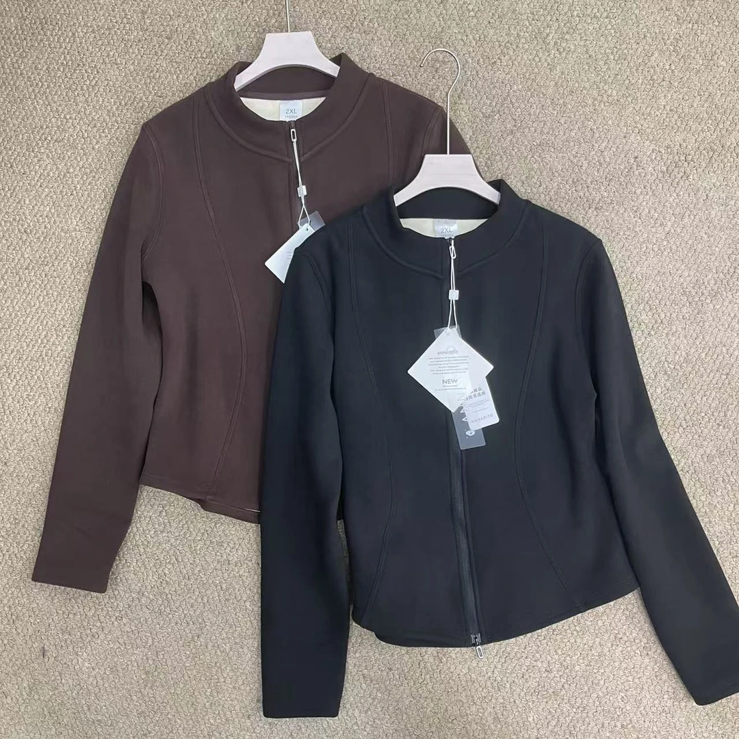 羊毛暖肤桑蚕丝立领双拉链女士外套 8400