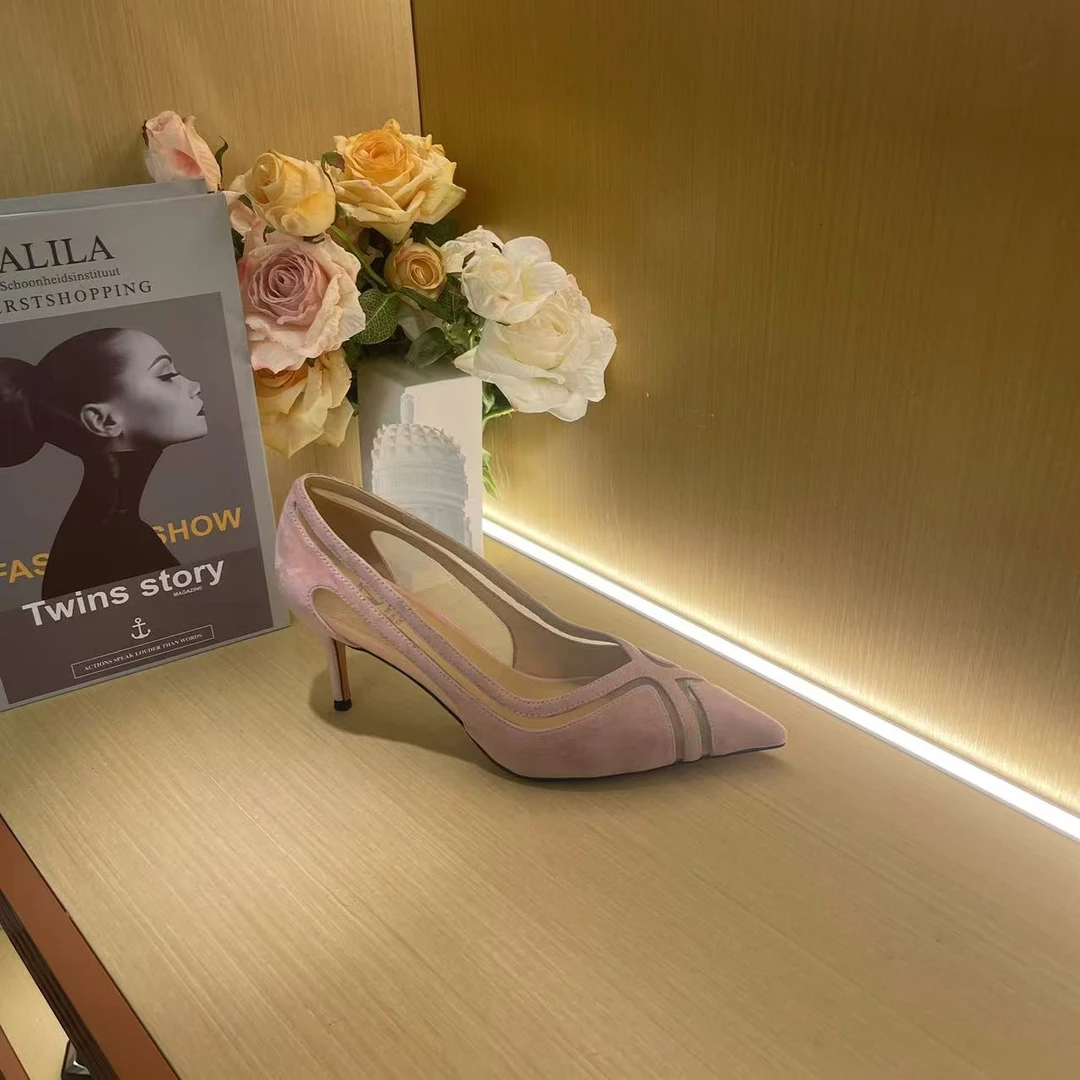 978【粉色裙装】爆款尖头性感气质细跟浅口百搭手工高跟鞋F【6cm】