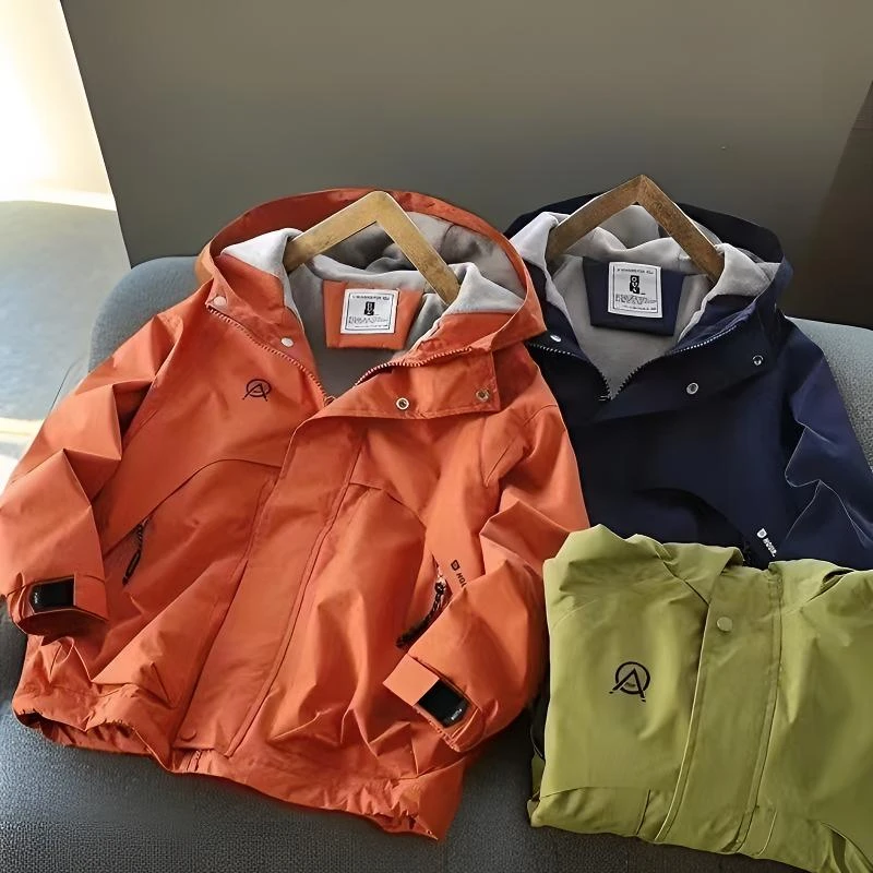 男童外套2025新款男孩棉服洋气中大童连帽冲锋衣秋冬款儿童防风衣