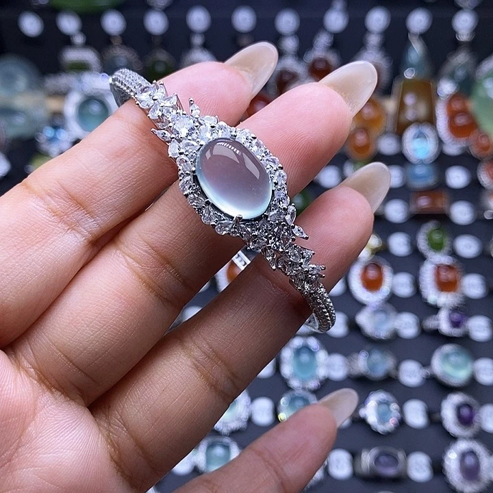 T***o岫玉银S925镶嵌手镯