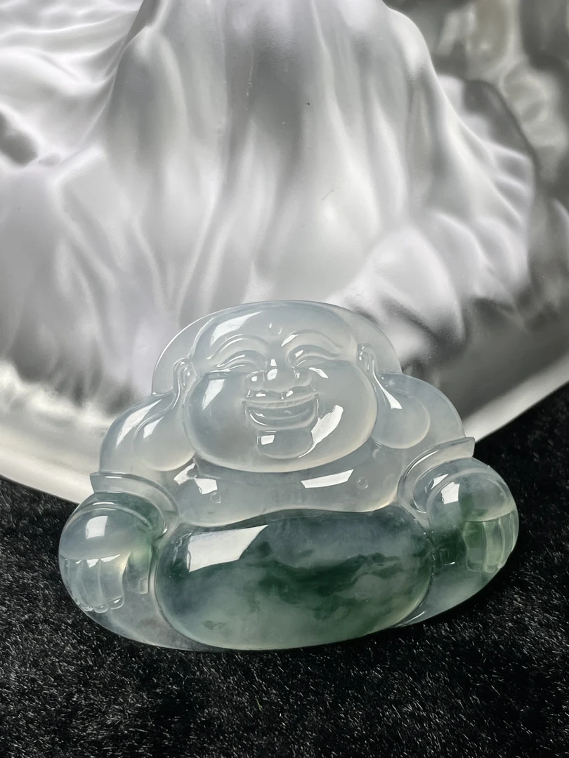 天然a货缅甸翡翠飘彩佛公吊坠