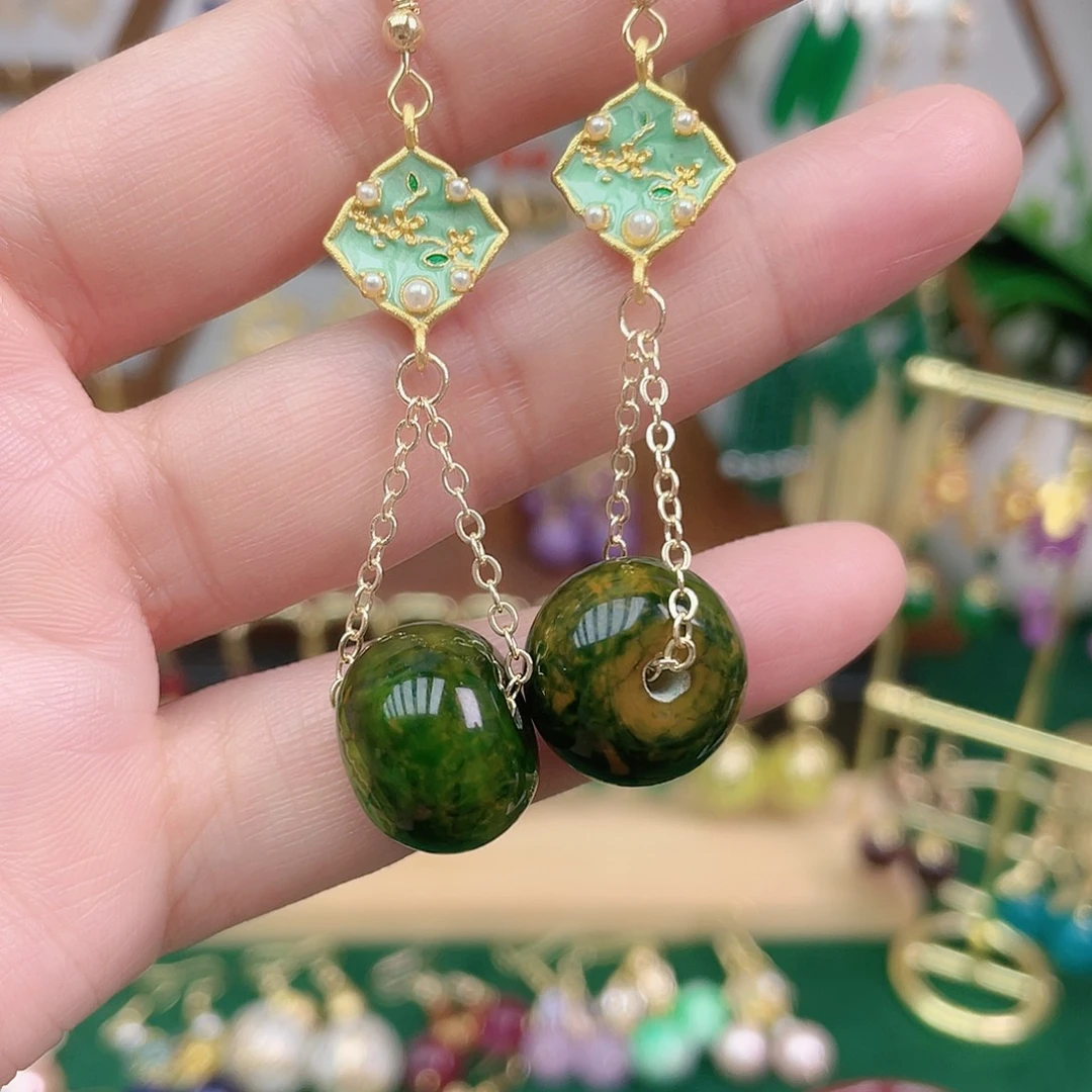 玛瑙/玉髓合金耳饰