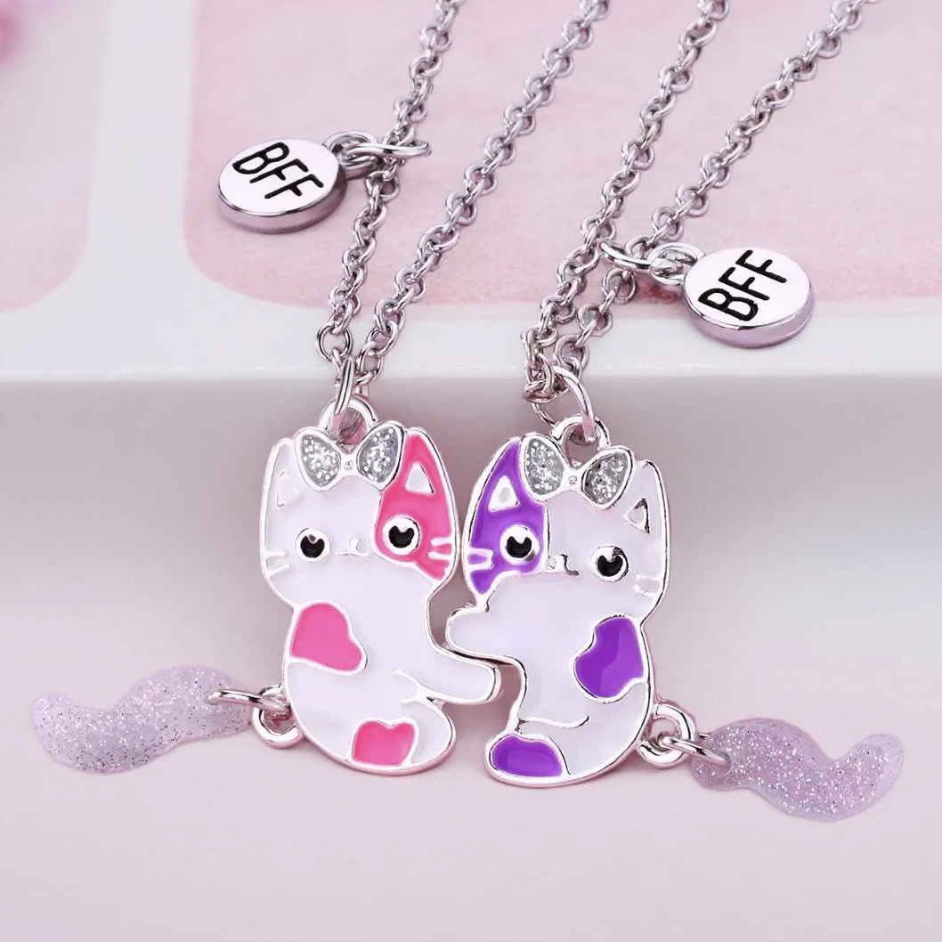 磁吸拼接猫咪好朋友闺蜜磁铁相吸项链时尚饰品可爱情侣学生彩色