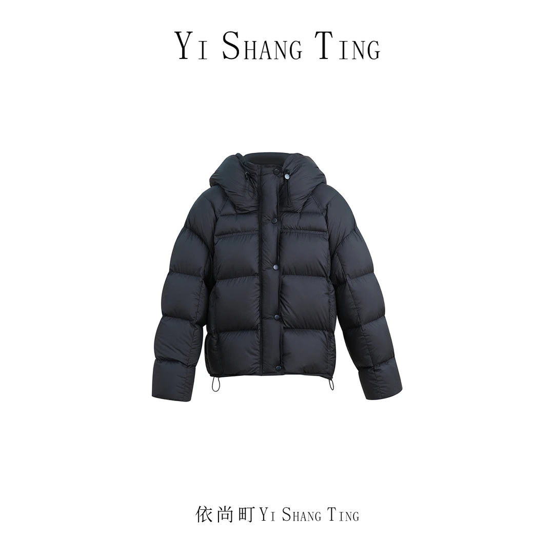 泡芙款加厚保暖90白鹅绒羽绒服时尚女秋冬中长款连帽新款简约