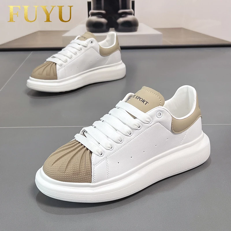 潮牌贝壳头男鞋2025秋冬季新款时尚休闲小白鞋百搭厚底增高板鞋