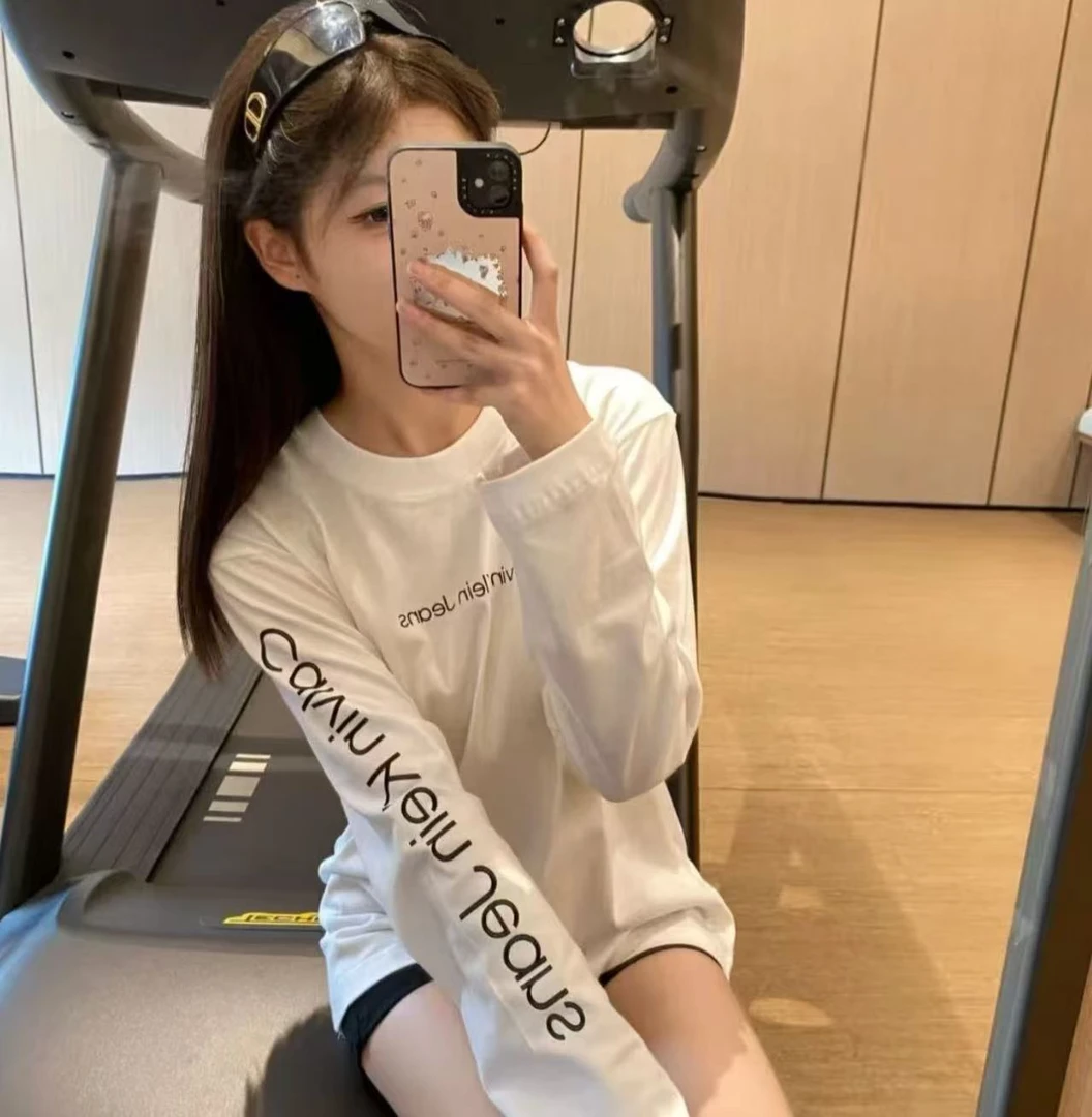 【美版正品】CK浮雕圆领长袖初秋长袖上衣LOGO宽松刺绣男女同款打底