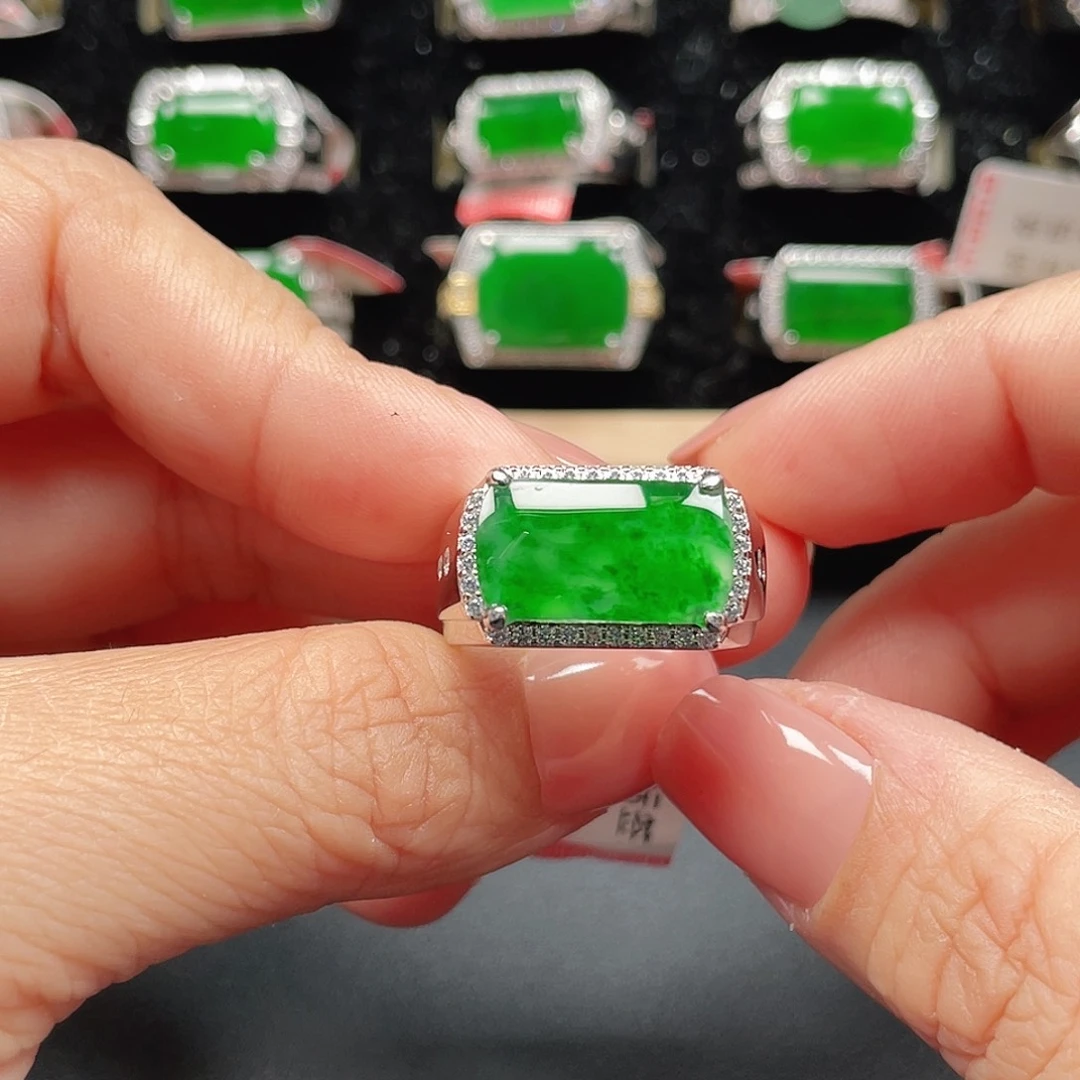 翡翠银S925镶嵌戒指编号4108没运费险