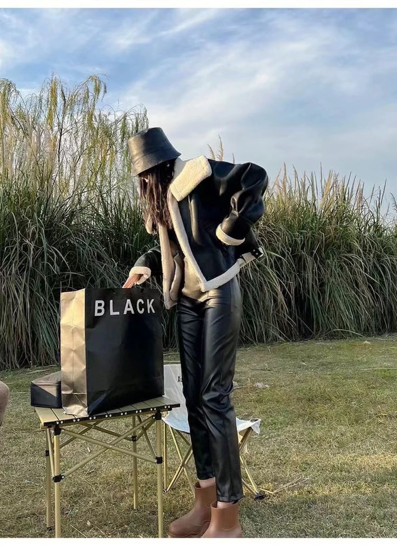 ES加绒字母皮裤9296