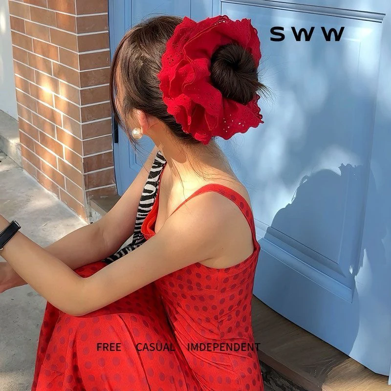 发圈发绳韩版韩式甜美皮筋古风盘发器超仙网纱复古气质法式