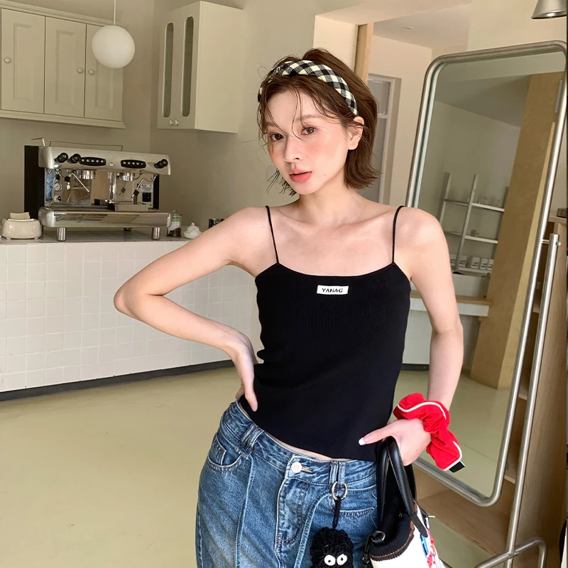 【YANAG】新品25春夏基础长绒棉LOGO标打底吊带上衣女