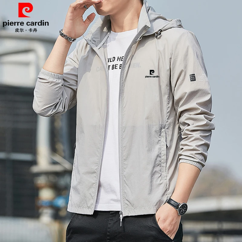 皮尔卡丹夏季防晒衣男款冰丝薄款灰色皮肤衣户外防紫外线钓鱼服男