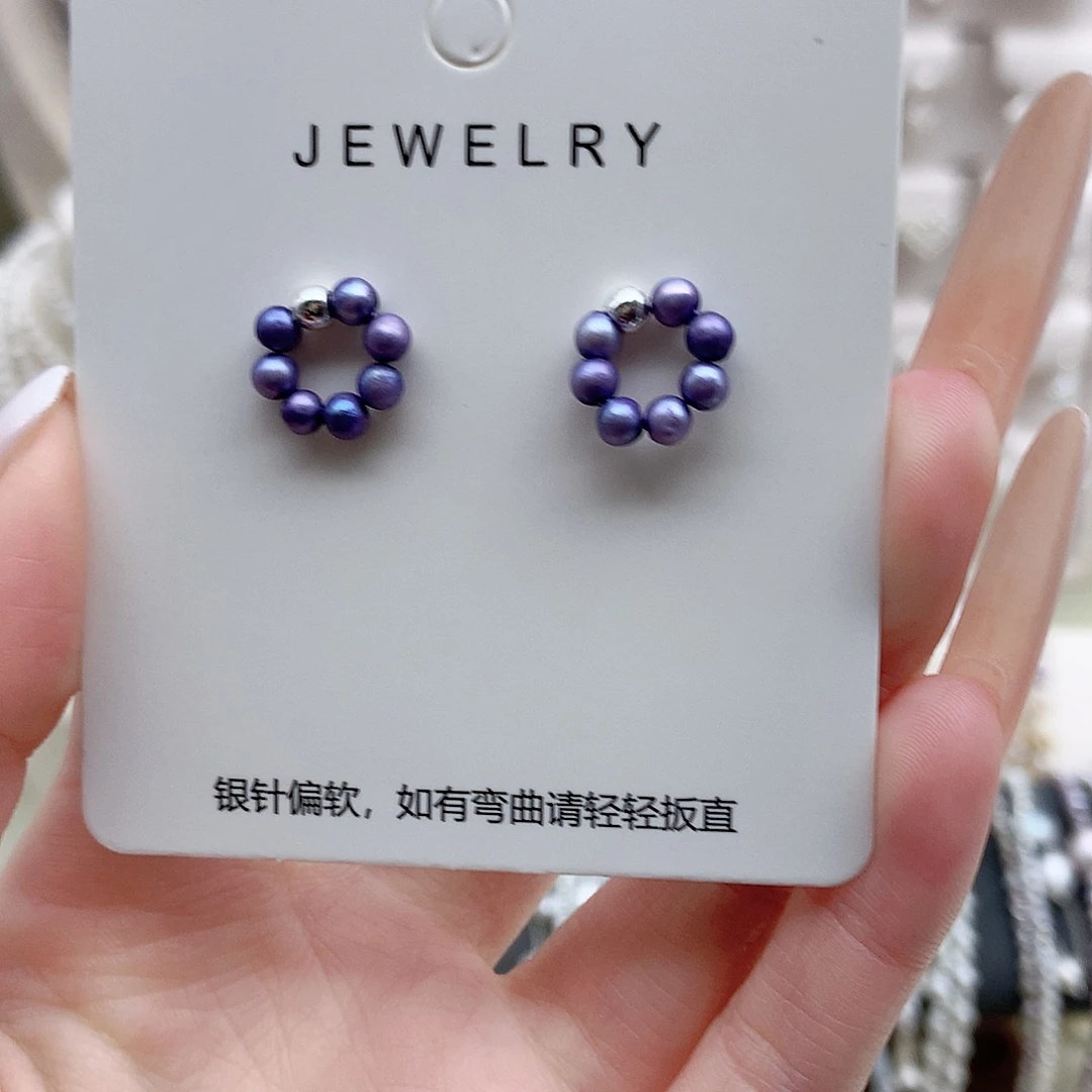 淡水珍珠耳饰银S925镶嵌