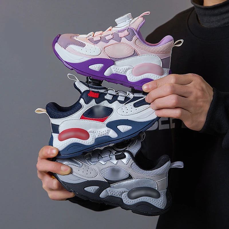 儿童运动鞋2025春季新款老爹鞋旋转扣透气网面跑步鞋儿童潮鞋2501