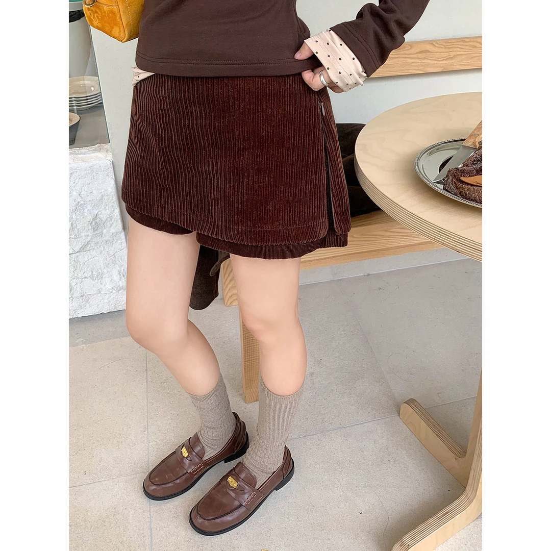 【七七清仓】时尚百搭韩版秋冬复古气质半身裙裤B31635#