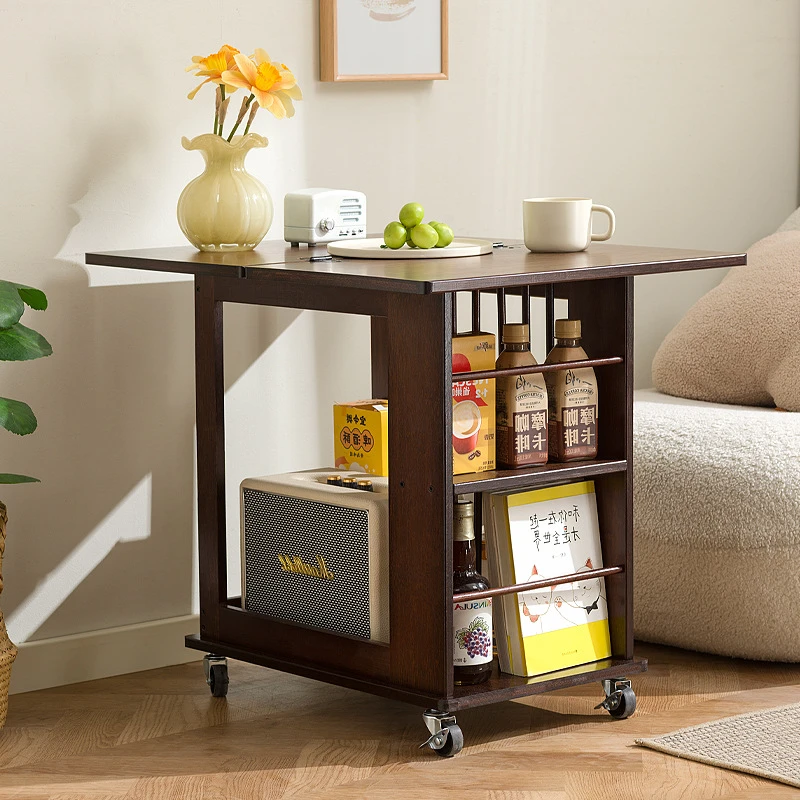 移动边几茶几客厅沙发边柜台小推车折叠简约多用途桌中古小桌子
