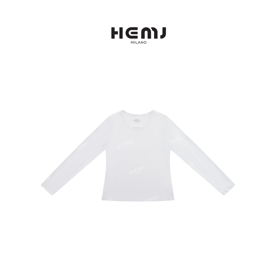 HEMJ 和梦洁"纯白"经典小V领设计百搭基础T恤 MD1A0151