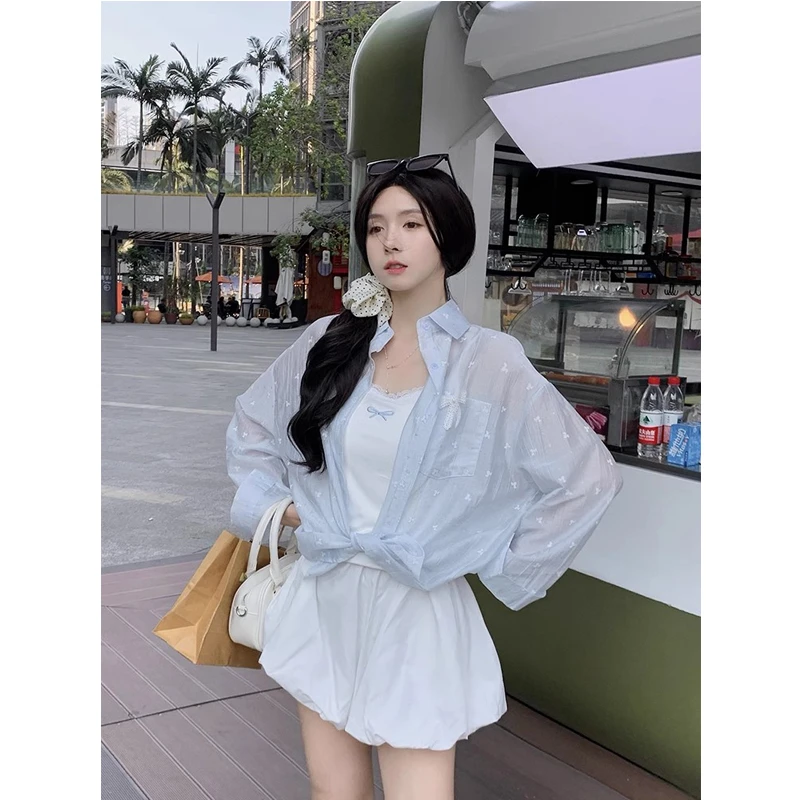 Misscocoli可可里小姐薄款碎花防晒衬衬衫春夏季宽松长袖休闲开衫