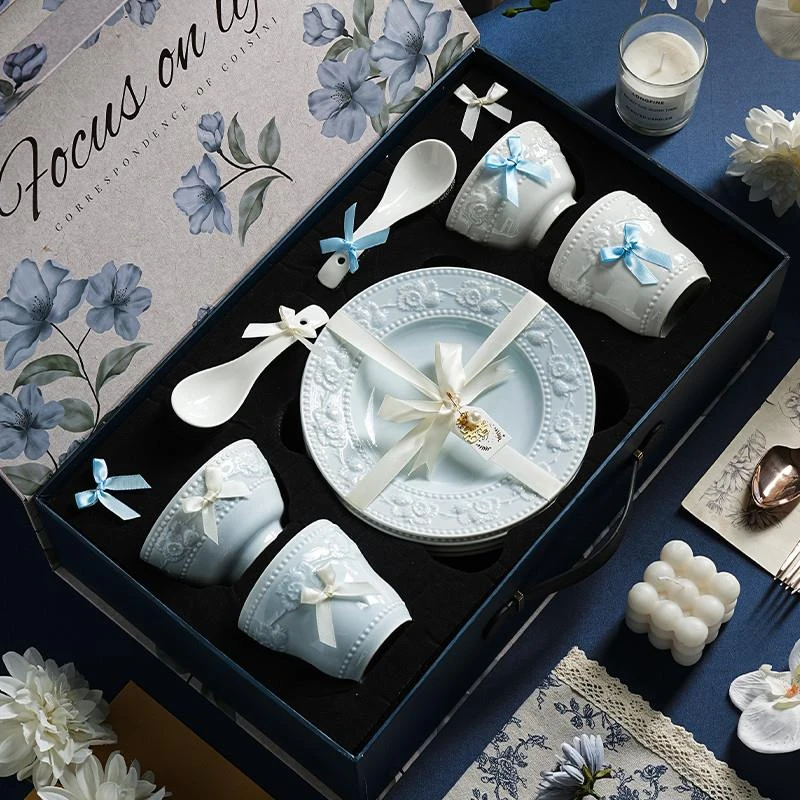 碗具套装新婚礼物盒碗盘餐具套装乔迁之喜入宅碗家用陶瓷碗碟套装