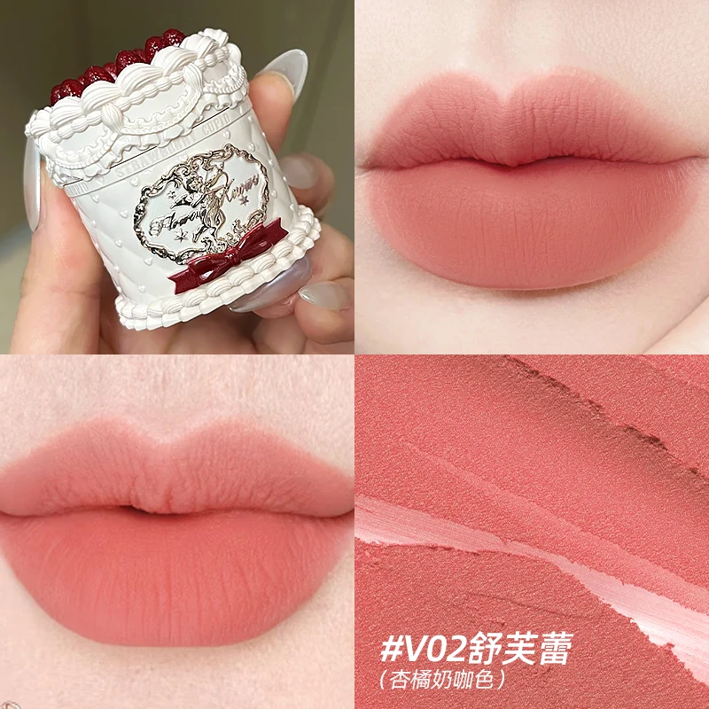 【菁菁预售】花知晓草莓丘比特系列蛋糕唇霜#V02舒芙蕾丝绒雾面轻盈
