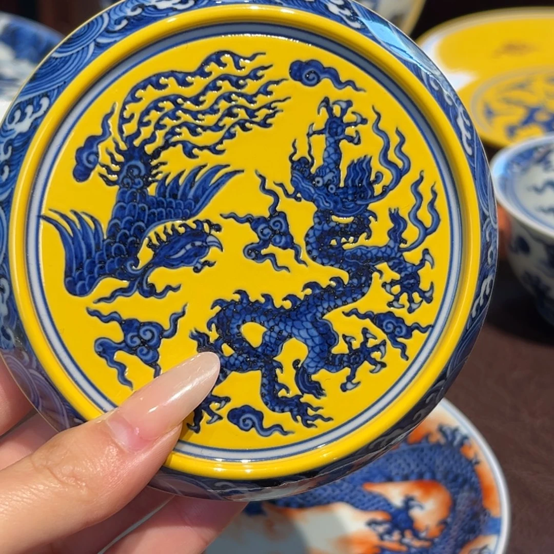 青花雯华堂手绘盖置