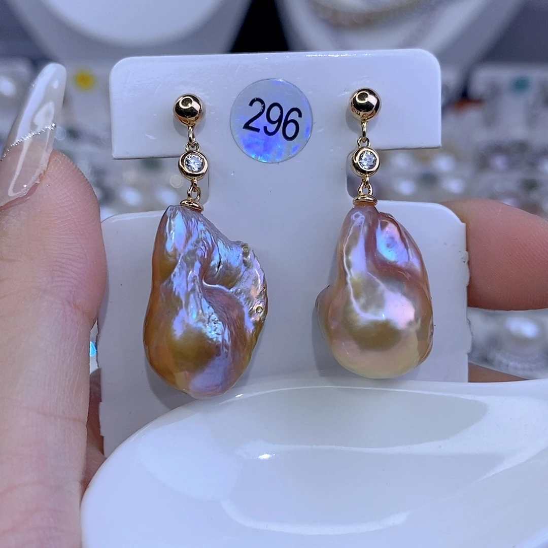 淡水珍珠耳饰银S925镶嵌