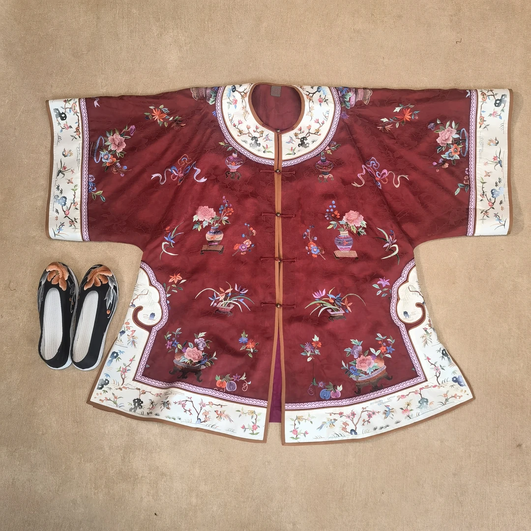 三一馆【博古】手绣氅衣对襟中长满绣绣衣