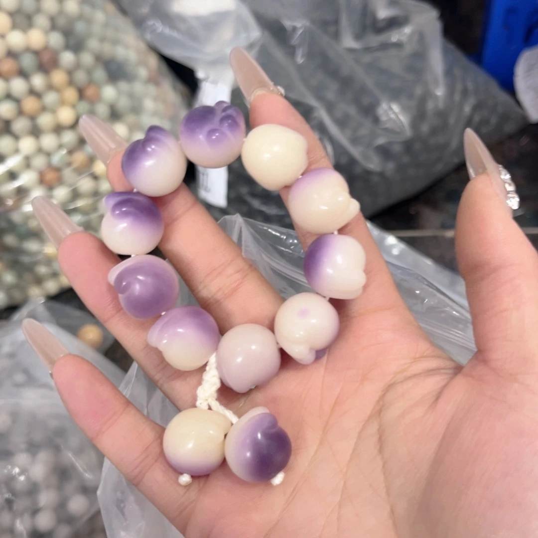 白玉菩提吊坠z16mm20颗 紫飘大猫爪