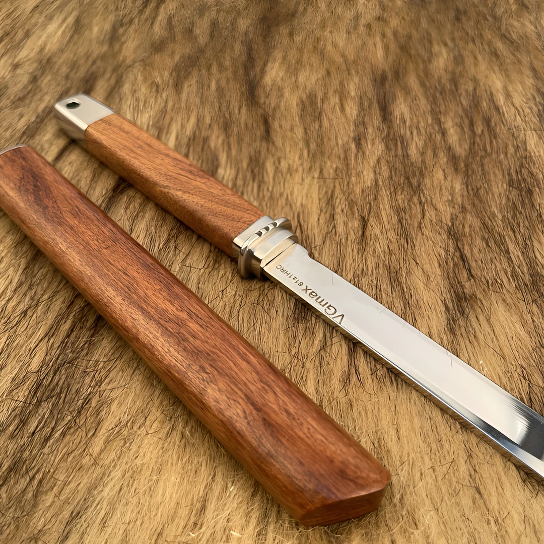 二代赤霄VGMax特制钢镜面锻造工艺一体精美木鞘户外多功能水果刀