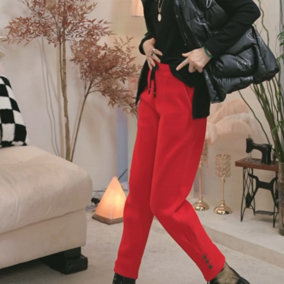 爱舞服饰 秋冬时尚双面喜洋洋三粒扣休闲裤