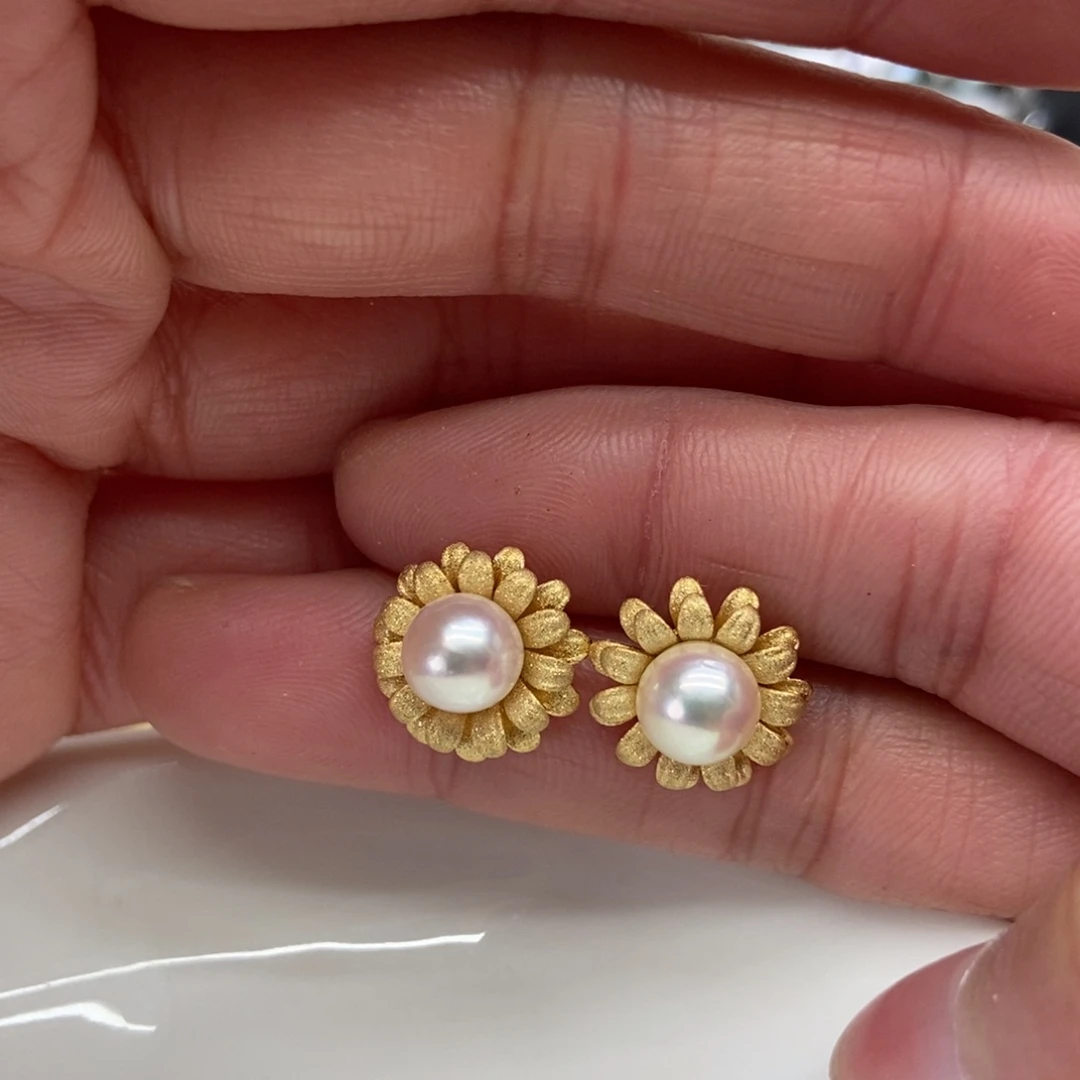 海水珍珠耳饰银S925镶嵌