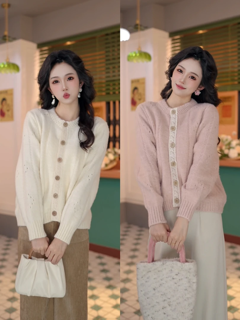 柚子【冬日寄信】港风复古针织宽松百搭针织条纹毛衣DO6347437