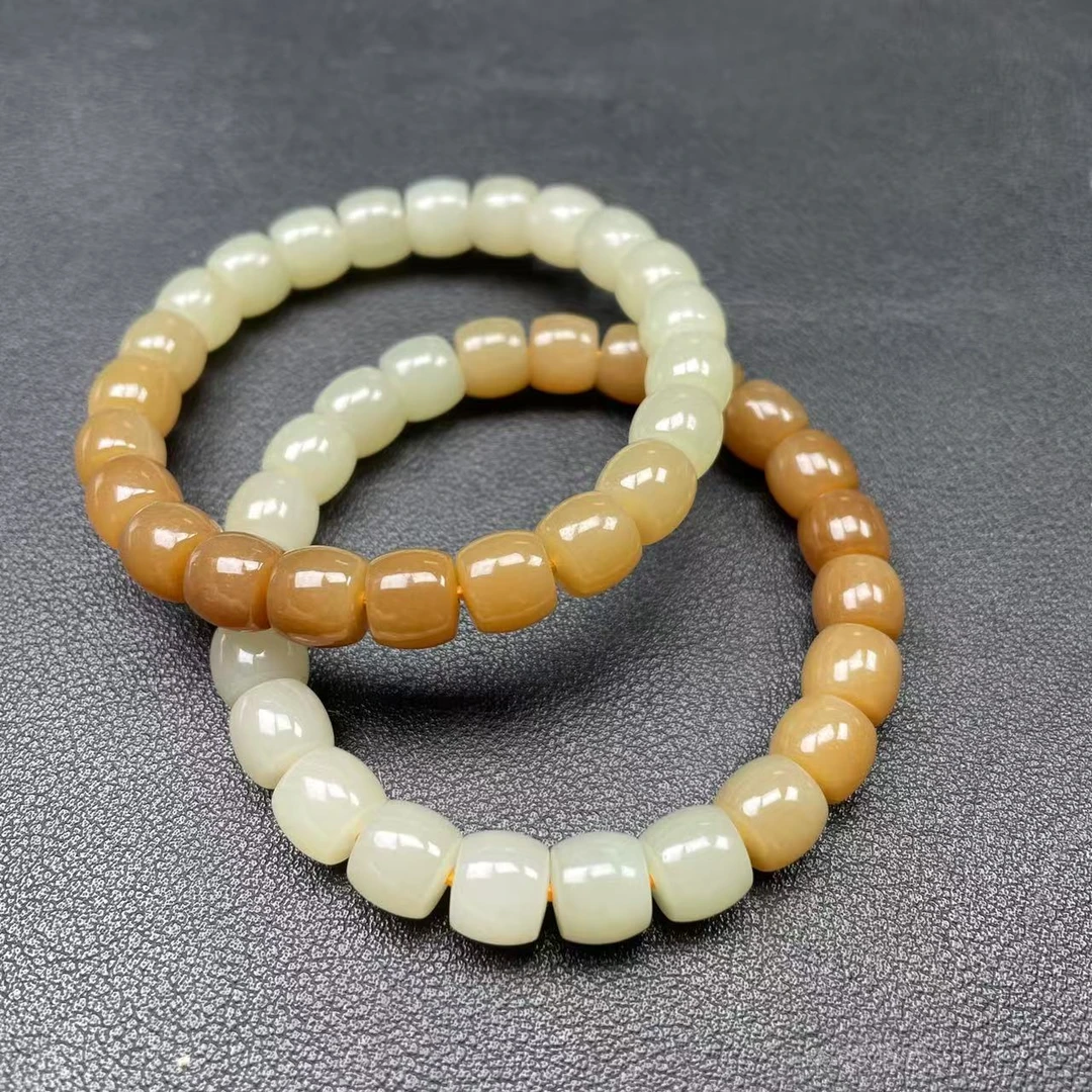 【玉经纶】46812/HQ54-和田玉手串-多样性发其一约8*9MM/约23颗