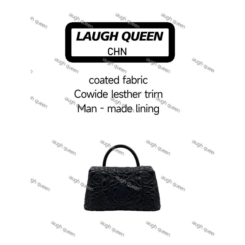 Laugh Queen手工打造真皮女士新款包黑色A0A05花 豆
