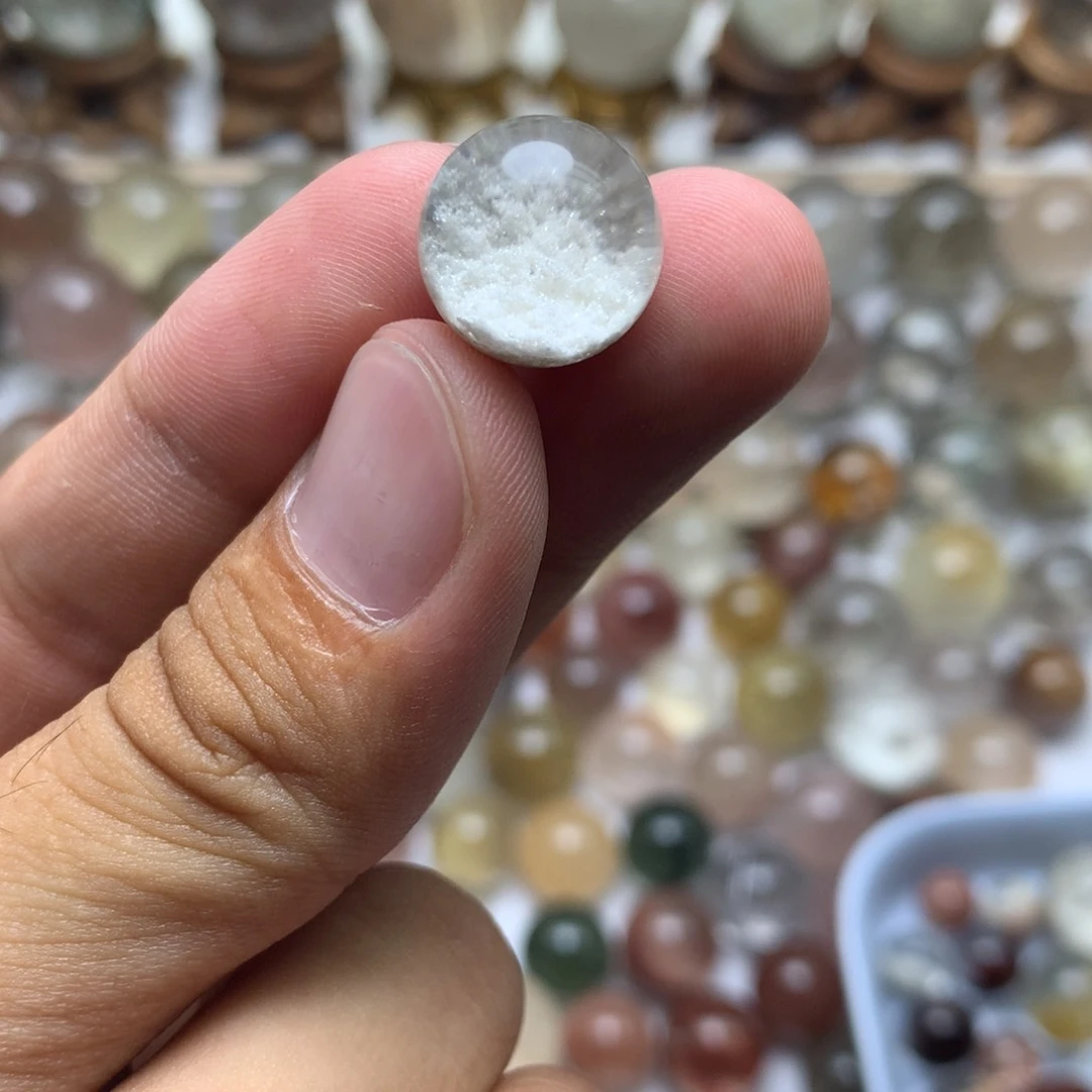 姑***月水晶珠宝半成品未镶嵌白幽灵球