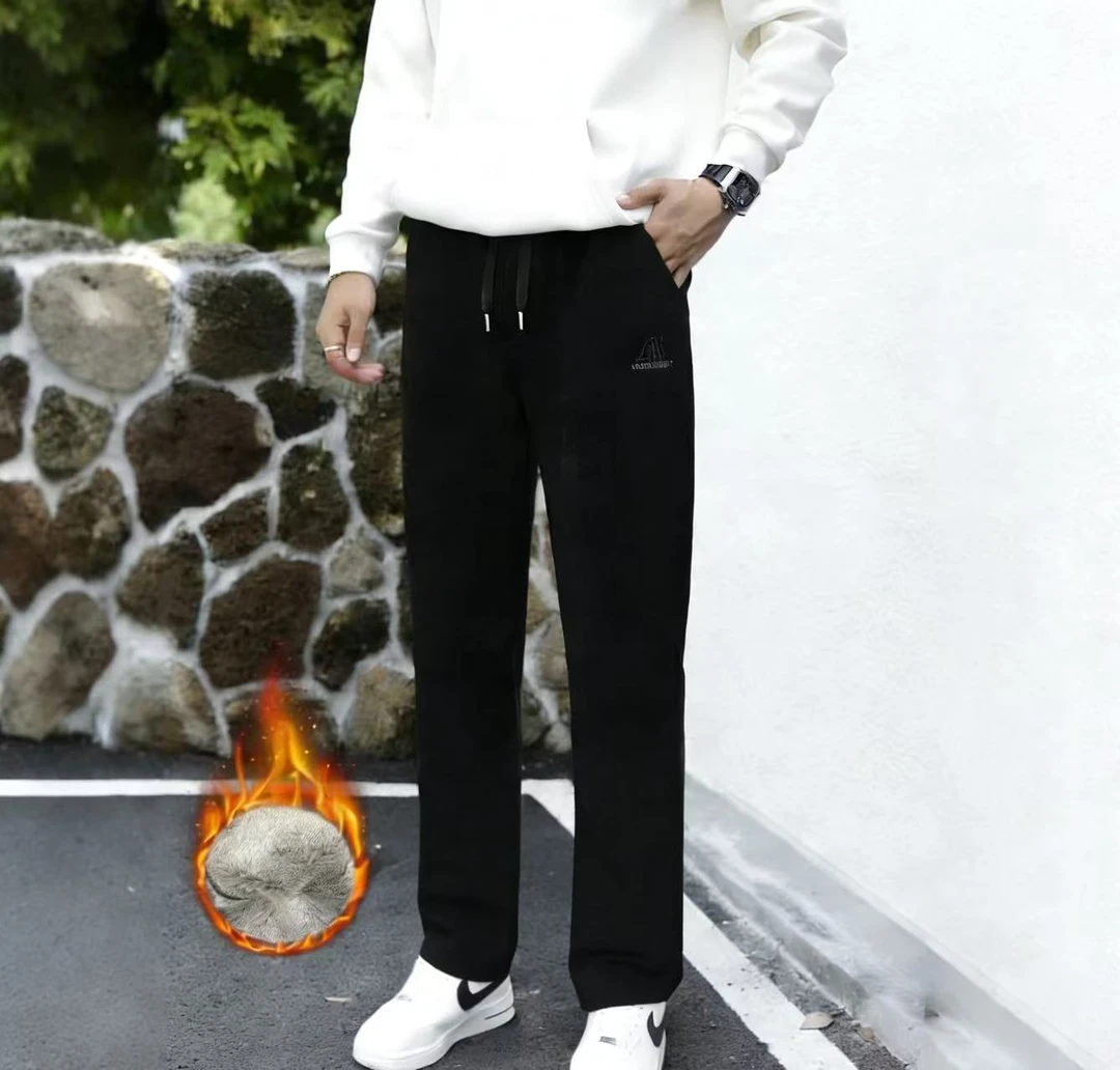 加厚男裤休闲裤休闲裤男款直筒裤保暖秋冬户外休闲裤